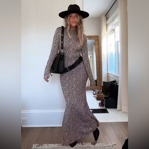 NWT Vici long sleeve leopard maxi dress Small